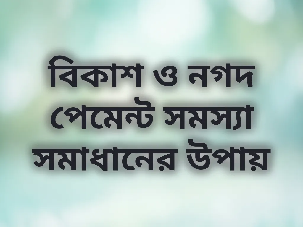বিকাশ ও নগদ পেমেন্ট সমস্যা সমাধানের উপায়